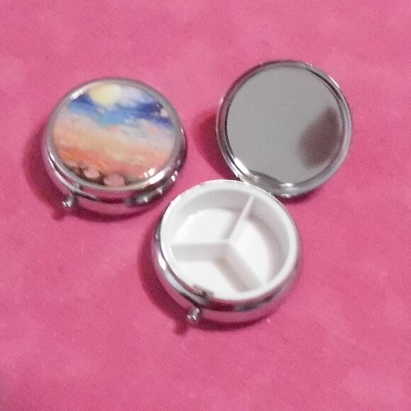 The Sun, Sky & the Pink Flowers Pill Case - Picture 1 of 1